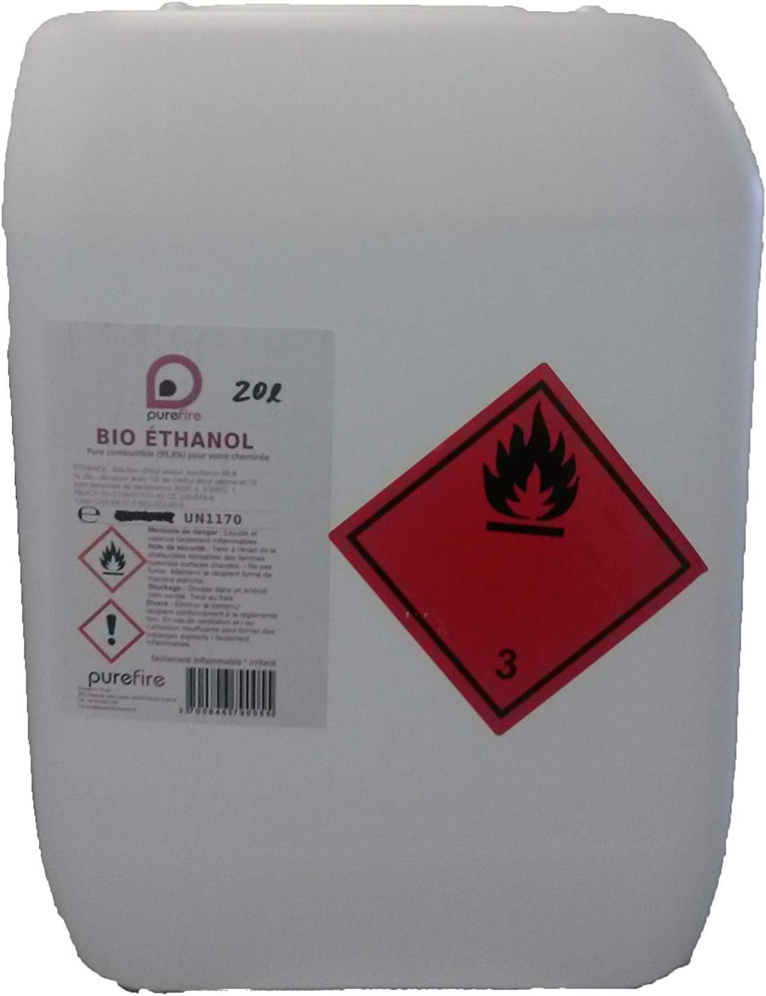 Purefire High Performance Bioethanol Fuel for Mobile or Outdoor Fireplaces, Jerrycan of 20 Litres, 99.8% Pure