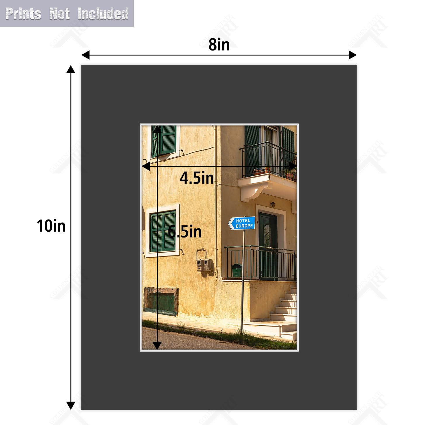 Golden State Art Pack of 50, Acid-Free Black Pre-Cut 8x10 Picture Mat for 5x7 Photo with White Core Bevel Cut Frame Mattes