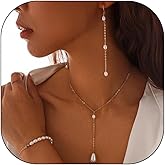 KummerSaprk Pearl Necklace and Earring Set Pearl Jewelry Set for Women Beaded Necklace and Bracelet Set for Wedding Birthday Party Gift Wedding Jewelry Set for Bridal