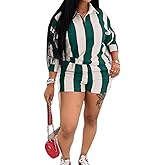 Tbahhir Short Sets Women 2 Piece Outfits Striped Long Sleeve Sweatshirts and High Waisted Shorts Jogger Tracksuits Fall