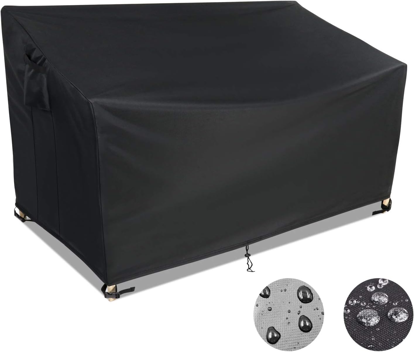 POMER 4-Seat Patio Sofa Cover,75inch Heavy Duty 600D Oxford Fabric with Waterproof PVC Coating Outdoor Bench Loveseat Cover,Furniture Covers with Air Vent and Buckles