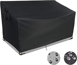 POMER 4-Seat Patio Sofa Cover,75inch Heavy Duty 600D Oxford Fabric with Waterproof PVC Coating Outdoor Bench Loveseat Cover,Furniture Covers with Air Vent and Buckles