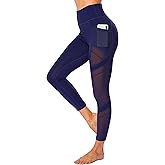 WE CUFFLLE Women's Mesh High Waist Leggings Yoga Pants with Pockets Tummy Control 4 Way Stretch Workout Yoga Leggings