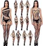 Enimay Women's Sexy Laced Lingerie Fishnet Intimate Bodystocking Crotchless