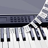 Removable Piano Key Stickers Note Labels for 88 Key Full Size Silicone Reusable Piano Keyboard Stickers for Beginners Comes w
