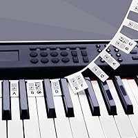 Removable Piano Key Stickers Note Labels for 88 Key Full Size Silicone Reusable Piano Keyboard Stickers for Beginners Comes w