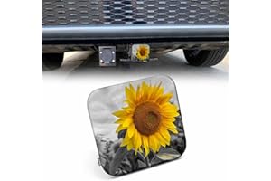 Beabes Sunflower Trailer Hitch Tube Cover Plug Cap, Beautiful Sunflower Field Lightweight Hitch Covers Protector Tow Hitch Cover Plug Cap Receiver Hitch Accessories 2 Inch, Yellow Gray
