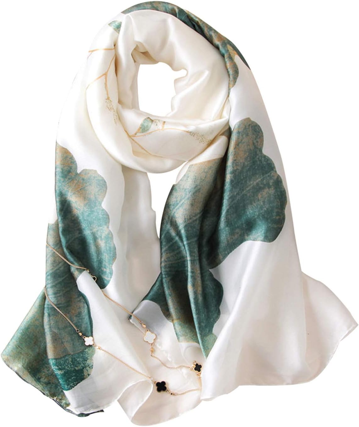 Voonlay loppasaWomen’s Floral Silk Scarf, Ladies Silk Scarf Beige Lotus Flowers Simple Stylish Wraps Brighten Skin Color Floral Satin Scarves Luxury Gifts for Women Ladies Girls by Voonlay loppasa-180*90cm