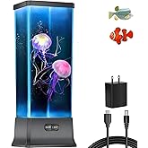 COLORLIFE Electric Jellyfish Tank Table Lamp with Color Changing Light Gift for Kids Men Women Home Deco for Room Mood Light for Relax(Black)