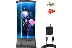COLORLIFE Electric Jellyfish Tank Table Lamp with Color Changing Light Gift for Kids Men Women Home Deco for Room Mood Light 