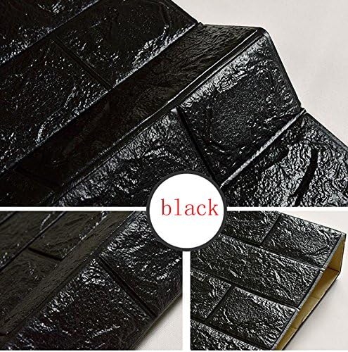 Self-adhesive wall stickers 3D stereoscopic simulation brick pattern living room TV background wall waterproof creative personality decoration foam wallpaper (black)