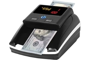 Sunydog Portable Mini Money Counter Machine, Counterfeit Bill Detector Automatic Money Detection by UV MG IR Image Paper Quality Size Thickness for Euro US Dollar Suitable for Shops Grocery Stores