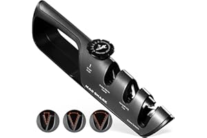 MAD SHARK Knife Sharpener, 6 Adjustable Sharpening Angle, Coarse & Fine Knife Sharpener with Adjustable Angle Guide, Pocket Knife Sharpener, Handheld Knife Sharpener for Kitchen Knives, Scissors (BLACK)