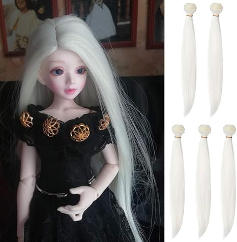 Amazon.com: Extensiones de pelo sintético recto para hacer pelucas de muñecas BJD de 9.8 in x 39.4 in de largo, 5 unidades: Arte, Manualidades y Costura
