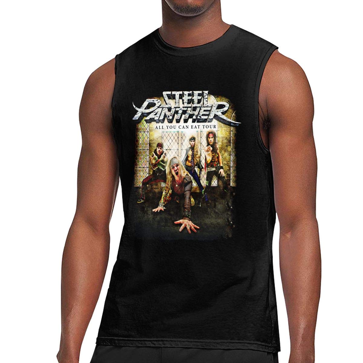 Melissajhagen Steel Panther Sleeveless Round Neck Gym Workout T Shirt