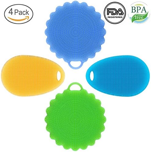 Kitchen Silicone Sponge, Food-Grade Antibacterial Silicone Non Stick Cleaning Dishwashing Dish Mildew-Free Brush Sponge Towel Scrubber for Kitchen Wash Pot Pan Dish Bowl Wash Fruit Vegetable