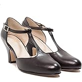 MOOMMO Women Comfortable Mary Jane Pumps Shoes Kitten Heel Ankle Strap Round Closed Toe Cutout Black Dress Shoes Chunky Block Heels Black Suede Work Shoes D'Orsay T-Strap Wedding Matte Black 6 M US