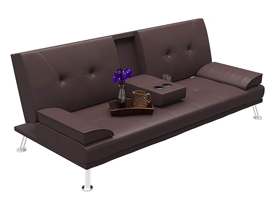 Forzza Martini Sofa cum Bed Brown (Brown)