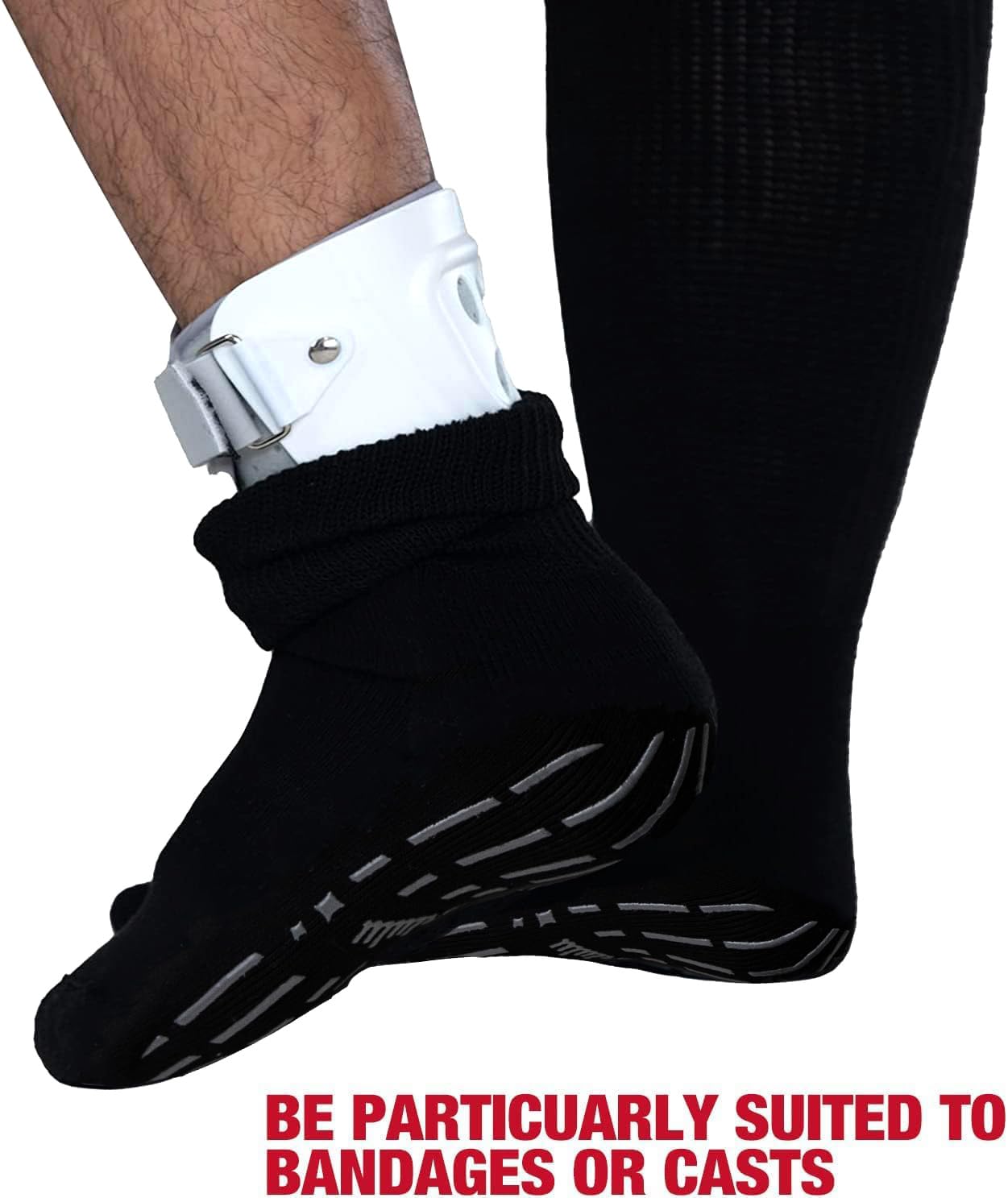 Bulinlulu Extra Width Diabetic Socks Men Women-4 Pairs Wide Edema Sock for Swollen Feet,Non Slip Cast Bariatric Socks 13-15