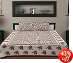 Traditional Mafia rses7034 Floral Vine Collection 100% Pure Cotton Printed Double Bedsheet With 2 Pillow Covers, King, Maroon/Red