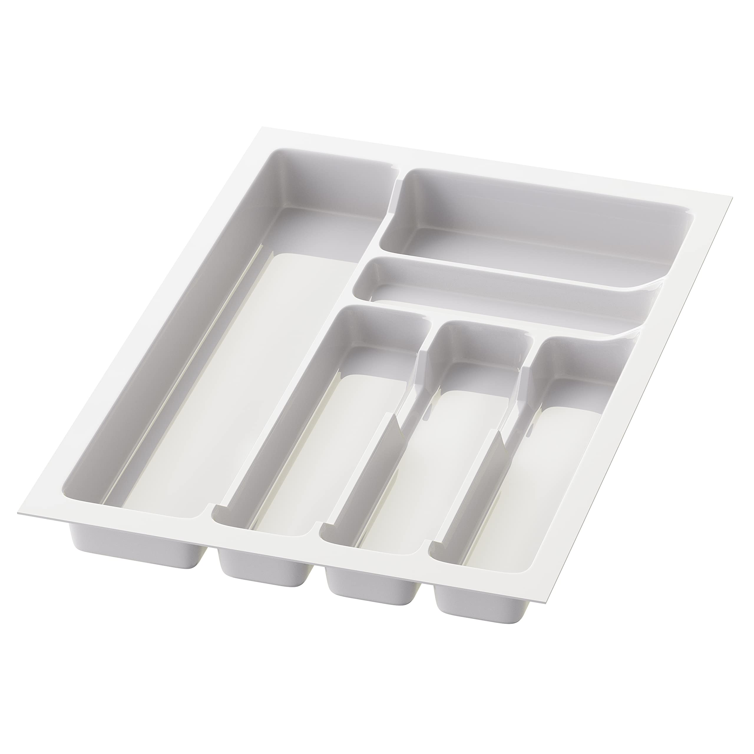 Sossai® Divio Cutlery Tray for Drawers 40 cm Width 33 cm x Depth 49 cm Can be Cut to Size with 6 Compartments Colour: White Cutlery Tray Organiser System