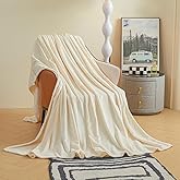 Soft Fleece Throw Blanket – Cozy Lightweight Blanket for Bed, Sofa & Travel 39x59in Warm Plush Decorative Cream Throw for Home and Livingroom