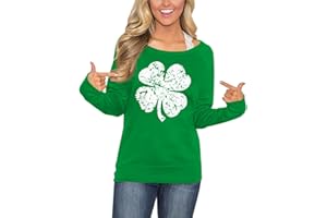For G and PL Women's St. Patrick's Day Green Long Sleeve Sweatshirt Funny Casual Irish Shirt