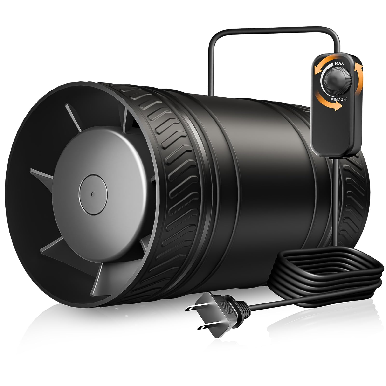 Photo 1 of 4 Inch Inline Duct Fan with Speed Controller, Upgraded Inline Fans High-Efficiency Exhaust Duct Fan, Low Noise HVAC Ventilation in Basement Bathroom Workshop Attic Grow Tent FP124A