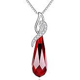 NIFUNAO 14K Gold Plated Garnet Necklace for Women S925 Sterling Silver Sapphire Wedding Pendant Garnet Jewelry for Birthday 18+2 Inches