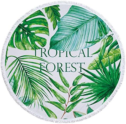 Yoler Large Round Beach Blanket with Tassels Ultra Soft Super Water Absorbent Multi-Purpose Towel 59 inch across (Green)
