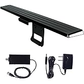 GE Hover Amplified HD Digital TV Antenna, Easy Mount on Top Design | Long Range Smart TV Antenna, Supports 4K 1080P HDTV VHF UHF, Indoor Amplified Signal Booster, 5ft Coax Cable, 37075