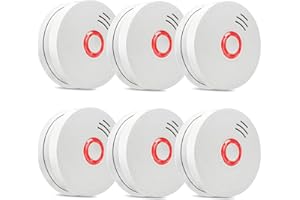 DASINKO Smoke Detector Fire Alarm, 6 Packs Photoelectric Smoke Detectors with UL Listed, 9V Battery Operated Smoke Detector (9V Battery Included), 10 Years Life Time, Fire Safety for Home, Hotel, School etc