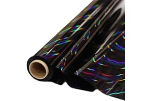CMFYHM Iridescent Black Cellophane Wrap Roll I 34 In Wide X 100 Ft Long I Colorful Cello Perfect For Baskets,Gifts, Treats,Birthday Holiday Wedding Floral, Party Arts Crafts Decoration (Black)