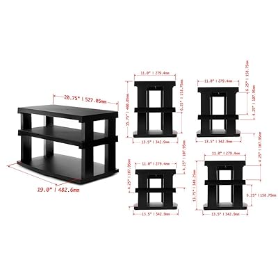 Aleratec 3-Tier LCD | LED TV Swivel Stand Entertainment Rack