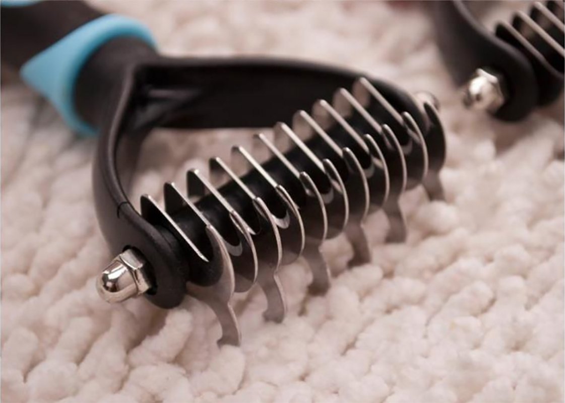 Pevor Dog Grooming - Stainless Double Use Easy Open Pet Hair, Dog Hair Combs Rake Accessories for All Breeds Cat & Dog with Medium and Long Hair Coats