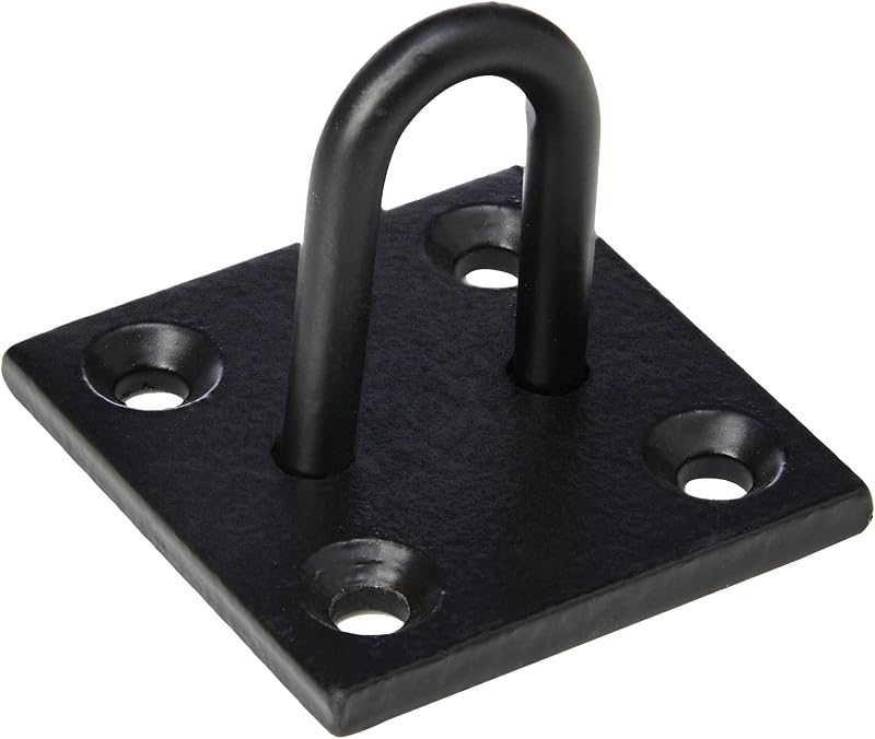 Merriway BH04490 8mm Heavy Duty Steel Staple on Plate for Chain 50x50mm Black