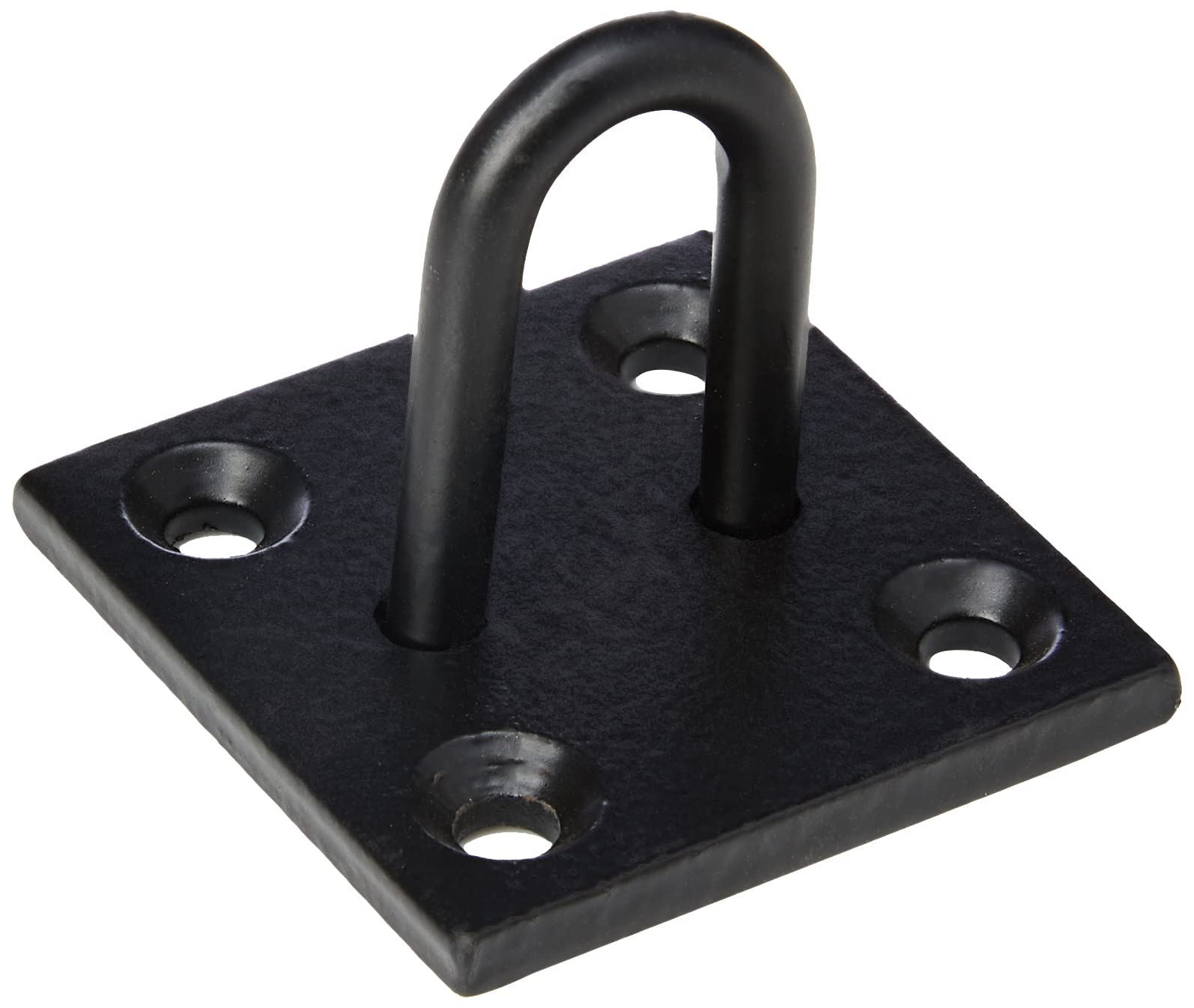 Merriway BH04490 8mm Heavy Duty Steel Staple on Plate for Chain etc, 50x50mm - Black Steel