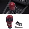 BDZMC Skull Head Gear Stick Shifter Knob, Car Gear Lever Shift Knob with Adapters, Automotive Gear Shifter Handle for Most Manual Transmission Vehicles (Red)