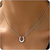 RATVIU Gold Necklace for Women Necklaces for Women 18K Gold Plated Sun Necklace Dainty Moon Horseshoe Pendant Necklace Trendy Bow Necklace Minimalist Jewelry