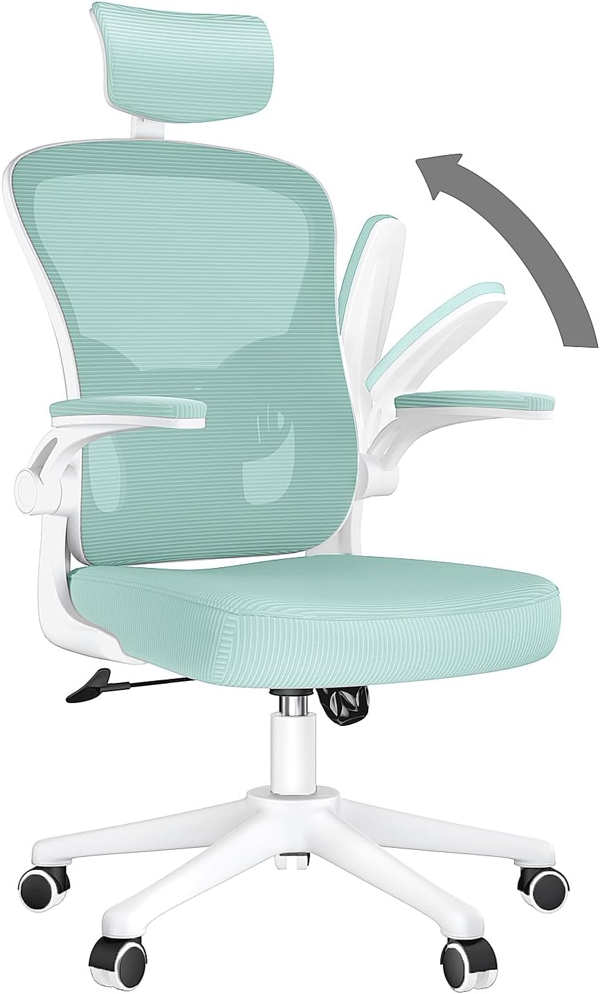 nasPaluro Office Desk Chair Green Ergonomic High Back with Adjustable Headrest