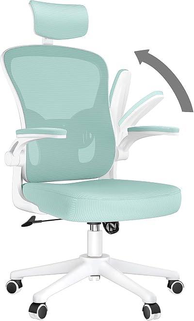 nasPaluro Office Desk Chair Green Ergonomic High Back with Adjustable Headrest