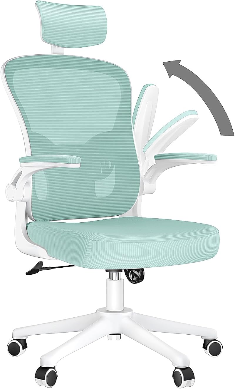 nasPaluro Office Desk Chair Green Ergonomic High Back with Adjustable Headrest