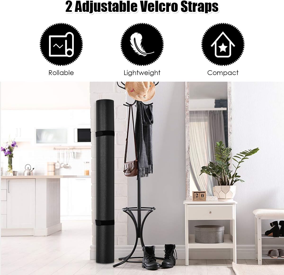 Goplus Large Yoga Mat, 7' x 5' x 8mm and 6' x 4' x 8mm with Straps, Eco Friendly Extra Thick Non Slip Barefoot Fitness Exercise Mat for Home Gym Floor Cardio Workout : Sports & Outdoors