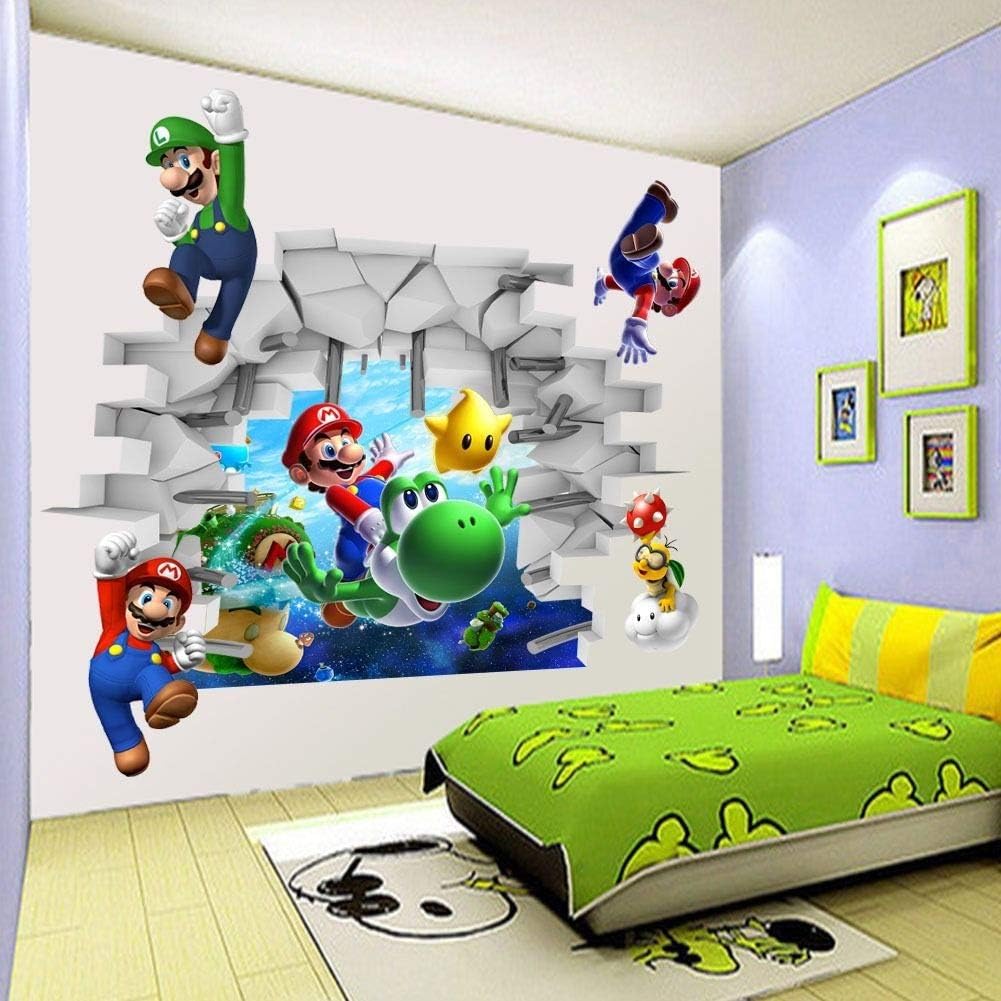 3d View Super Mario Games Art Kids Room Decor Wall Sticker Decals Mural Ws Sticker Wall Decal