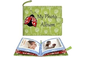 AMZOYA Baby Soft Photo Albums My First Family Album Soft Cloth Baby Photo Book My First Family Photo Album -Soft Cloth,Baby Safe,Holds 4x6 Photo Album (Green)