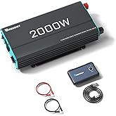 Renogy Inverter P2 2000W Pure Sine Wave Inverter 12V DC to 110V AC Converter, Off-Grid Solar Power Inverters for Vehicles, Tr