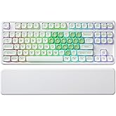 YUNZII B87 Wireless Mechanical Keyboard,QMK/VIA Programmable,TKL Layout 87 Keys,BT/2.4G/USB-C,Hot Swap Gasket Mount RGB Backlit Gaming with Wrist Rest for Win/Mac (Matcha Heart, Cocoa Cream V2)