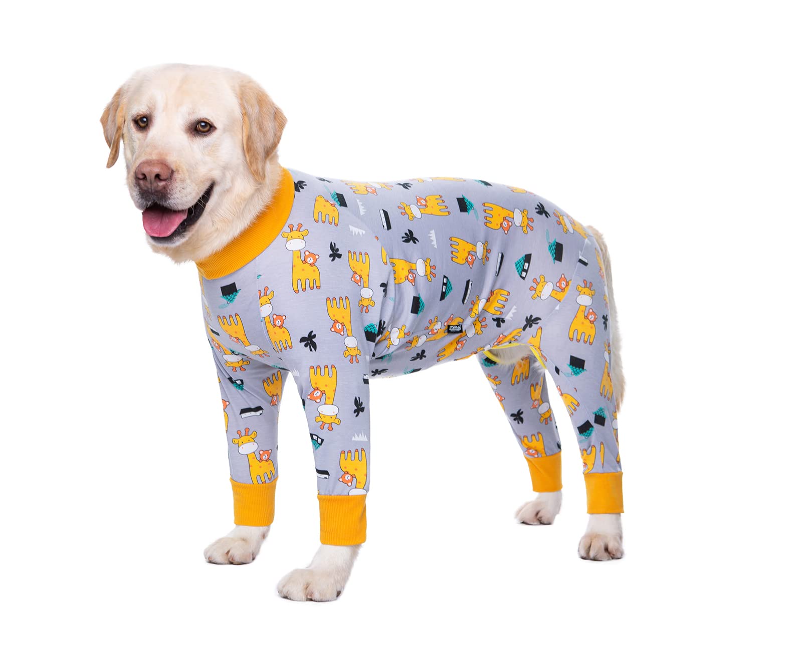 BT Bear Large Dog Clothes, Elastic Pet Onesie Clothes Protect Joints Anti-hair Anti Licking, Wound Protection Pet Pajamas PJS Dog Jumpsuit For Medium Large Dogs(XXXL,Grey Giraffe)