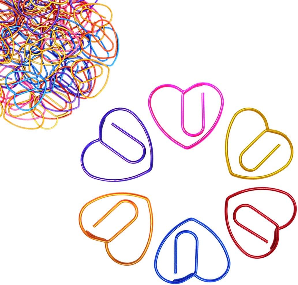 Cute Love Heart Paper Clips Bookmark Paperclips 60 Counts, Office Supplies Gifts Love Gifts Idea for Women Coworker Students Teachers