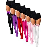 Geyoga 6 Pairs Valentine's Day Thigh High Stockings Colorful Bow over Knee Stockings for Women